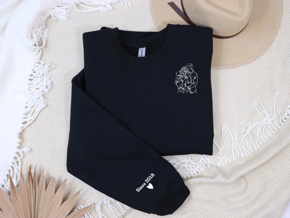 Personalisiertes Sweatshirt mit Line Art Motiv