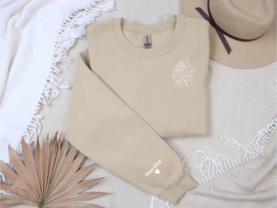Personalisiertes Sweatshirt mit Line Art Motiv