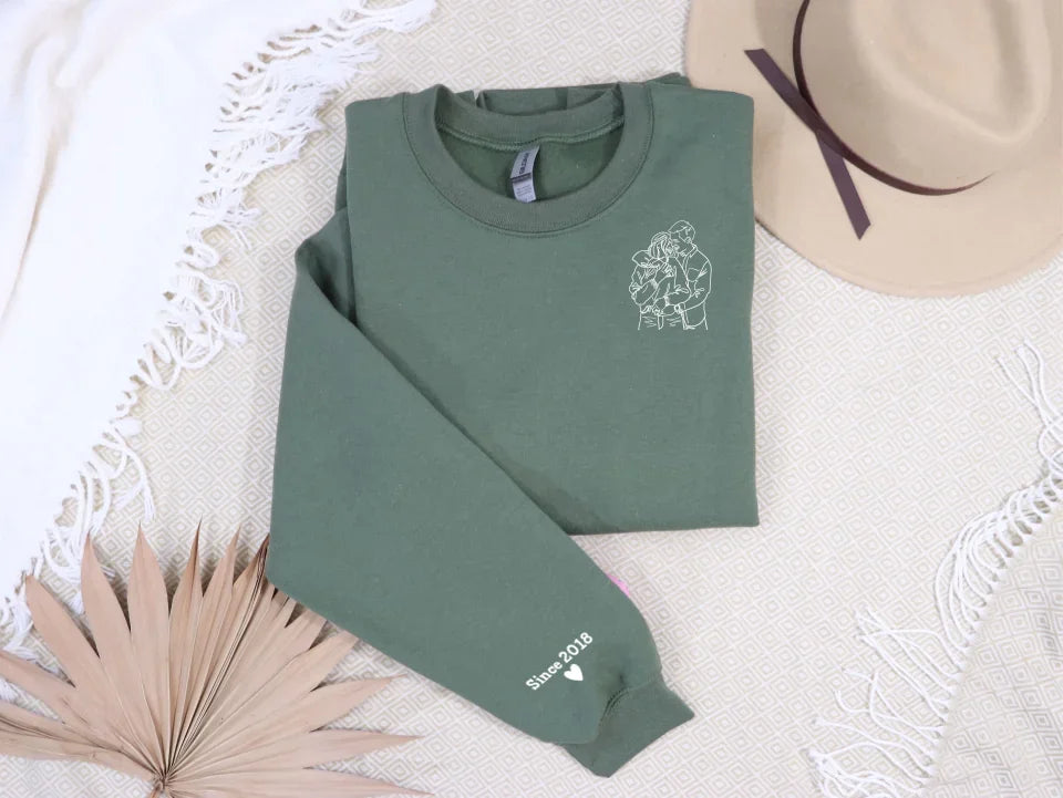 Personalisiertes Sweatshirt mit Line Art Motiv