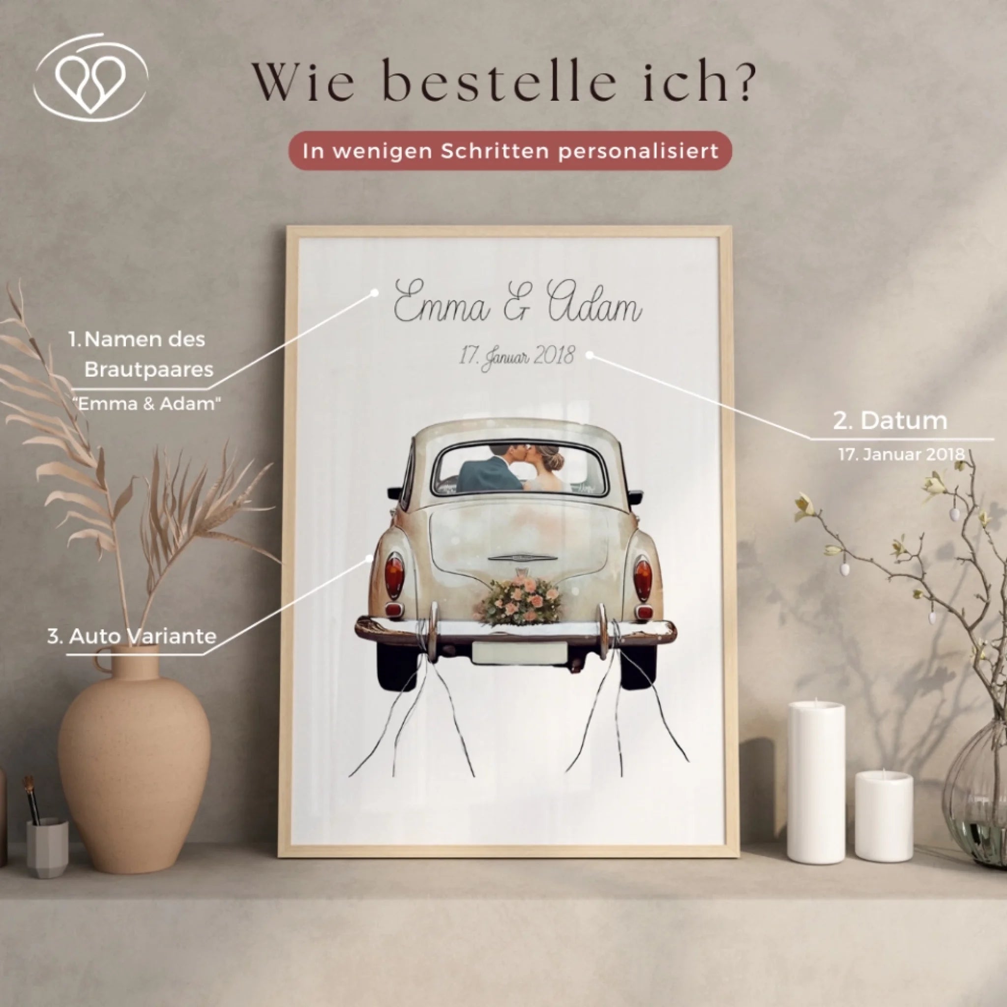 "Just Married" Poster - Personalized Wedding Gift