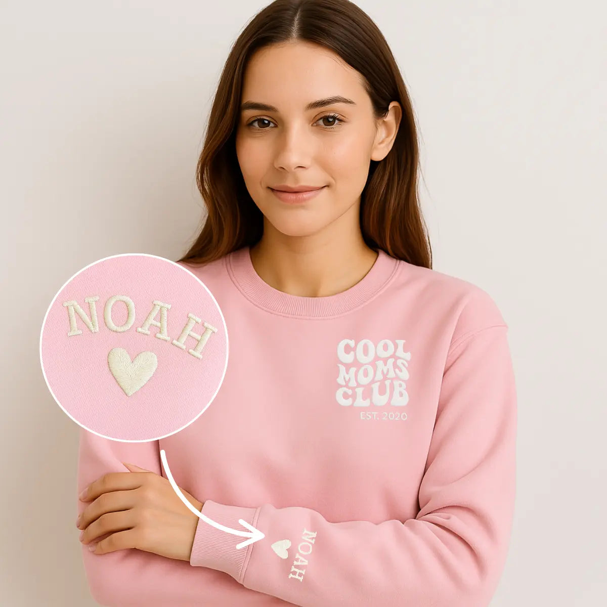 “Cool Moms Club“ - Personalisiertes Sweatshirt mit Kindernamen und Datum