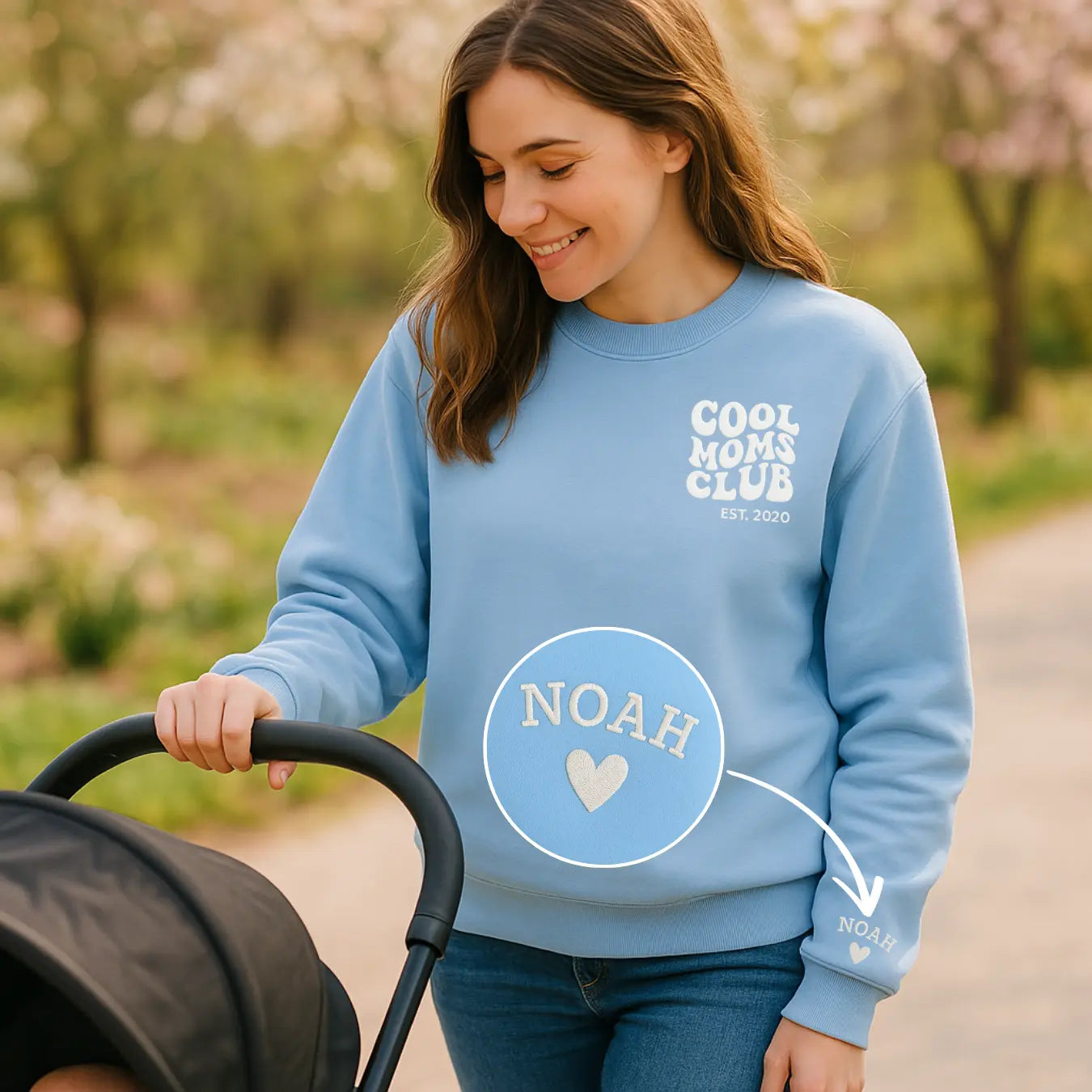 “Cool Moms Club“ - Personalisiertes Sweatshirt mit Kindernamen und Datum