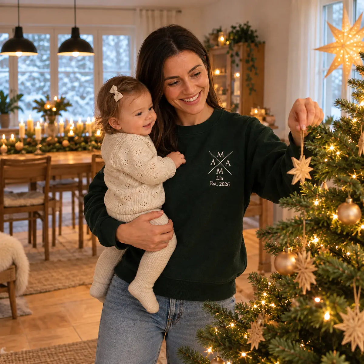 "Mama Crossedâ - Personalisiertes Sweatshirt mit Kindernamen und Datum