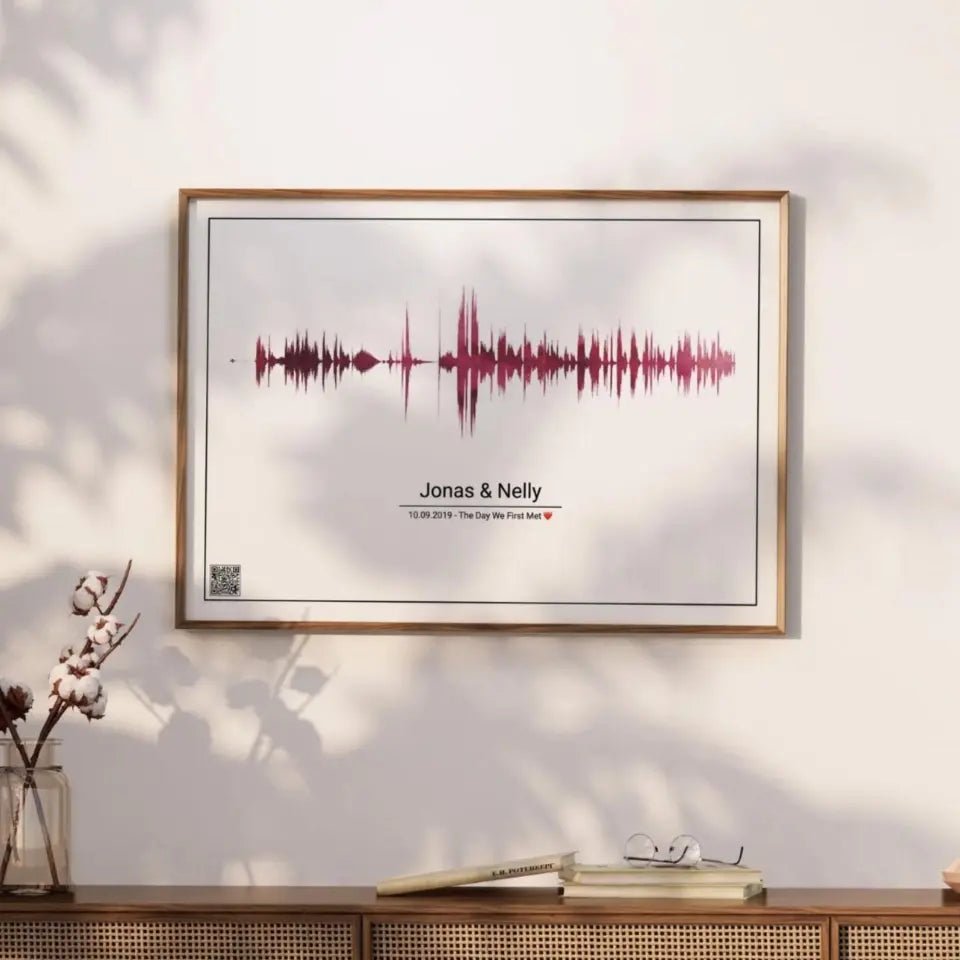 Personalisiertes Soundwave-Poster mit QR-Code - Wellentine.de